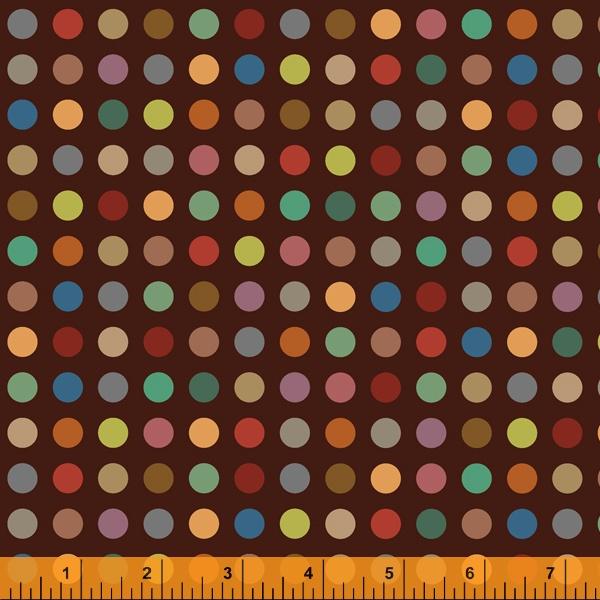 Medium Dots on Brown Multi Colored in Rows