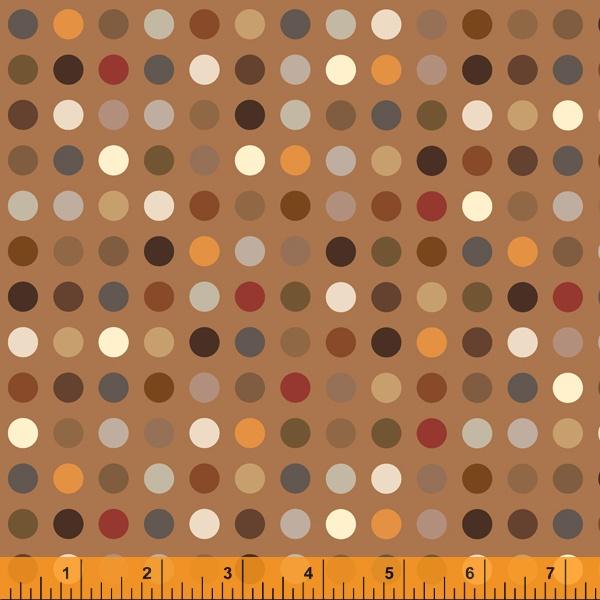 Medium Dots on Tan Multi Colored in Rows