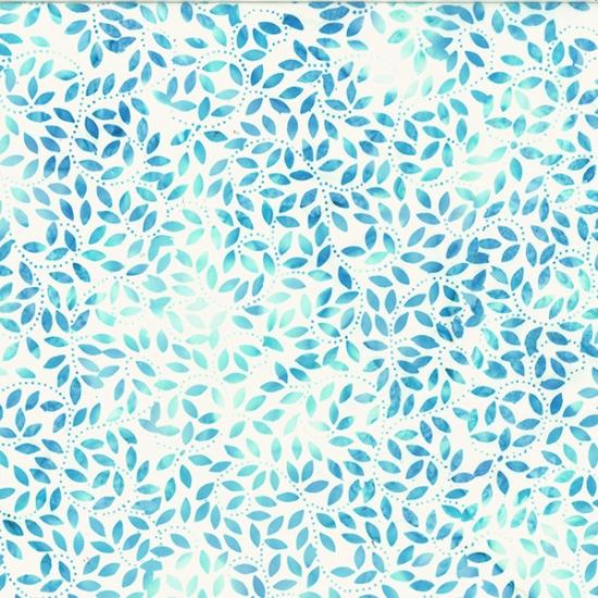 Mini Blue & Teal Leaves on Light blue