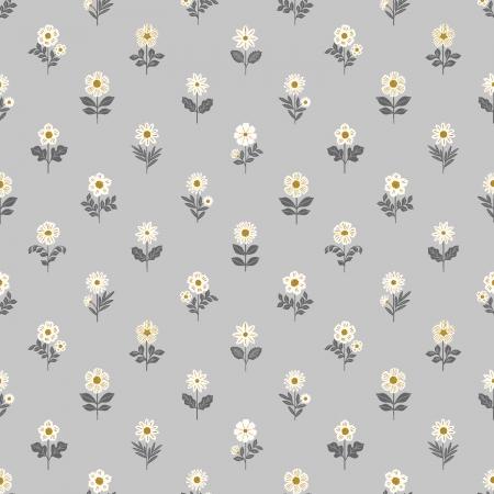 Mini White Daisies on Gray
