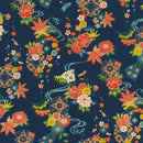 Navy with Red Orange Flowers & Fans