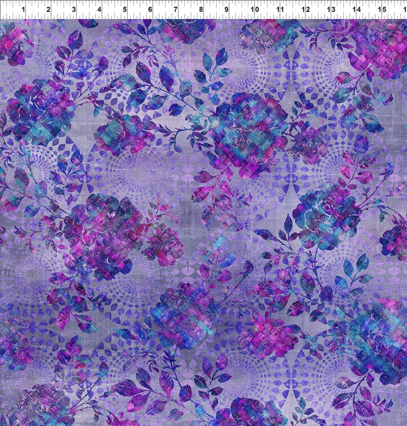 Purple & Blue on Violet w Flowers & Vines, Cool Colors, Halcyon