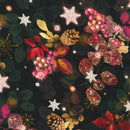 Black w mauve holiday sprigs in Pinks, White & Gold