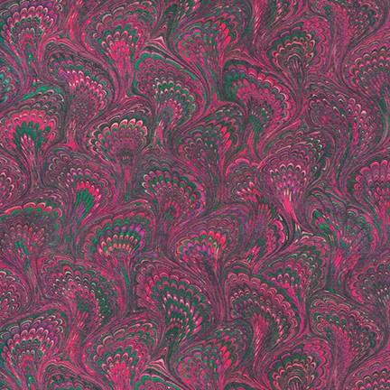 Red Violet Marble Paisley w Green and Pin