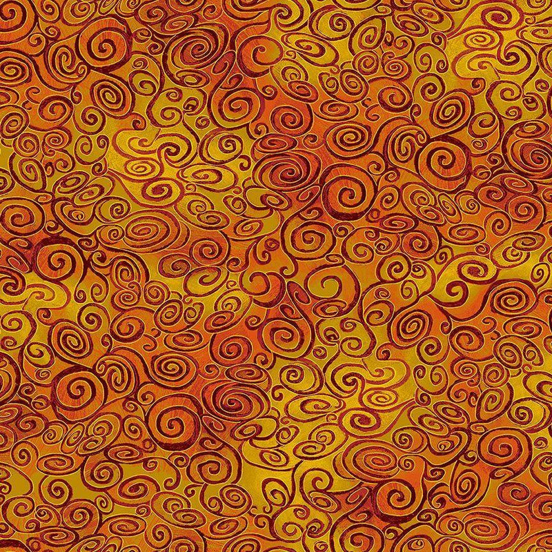 Swirls Metallic on Orange Mottled Background