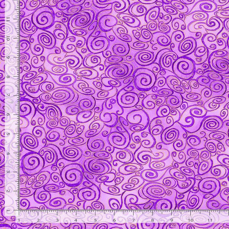 Swirls Metallic on Purple Mottled Background