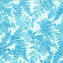 Turquoise Fern Leaves on Light Teal