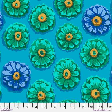 Turquoise w Blue Violet & Green Zinnias