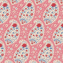 White Paisley on Pink w Small Flowers in Reds & Blues Tilda Jubilee
